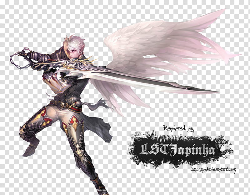Lineage  Render Kamael, male with sword game character transparent background PNG clipart