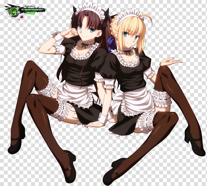 Fate Saber Rin Tohsaka Hyper KAWAIII Maids HD transparent background PNG clipart