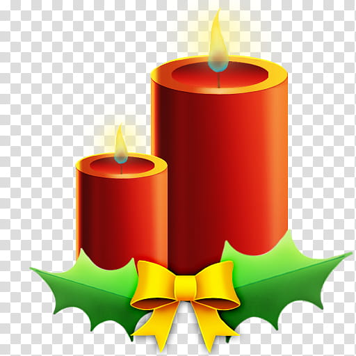 Christmas, two lit red pillar candles illustration transparent background PNG clipart