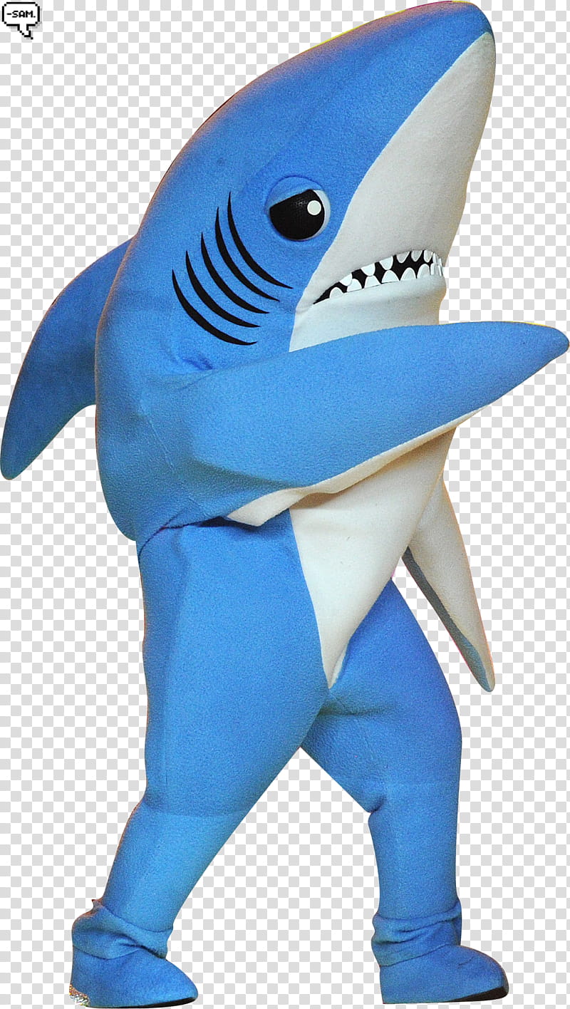 white and blue shark mascot transparent background PNG clipart