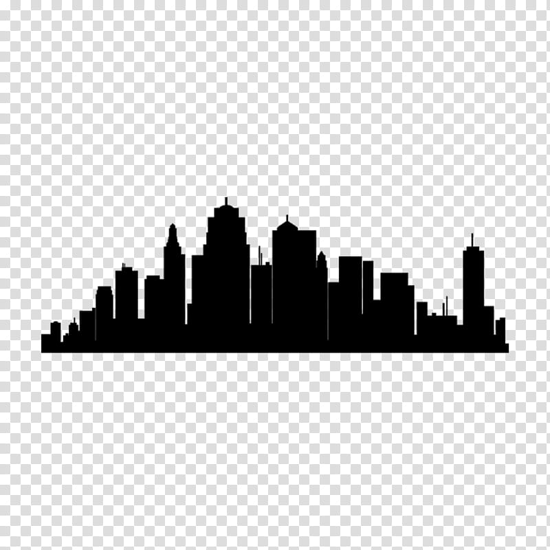 City Skyline Silhouette, Dallas, Kansas City, Cityscape, Human Settlement, Metropolis, Skyscraper, Blackandwhite transparent background PNG clipart