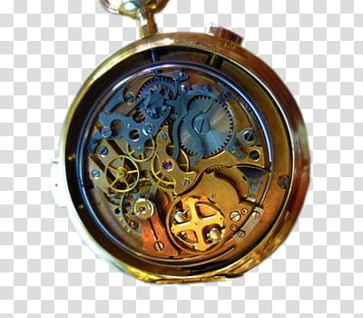 round gold-colored mechanical pocket watch transparent background PNG clipart