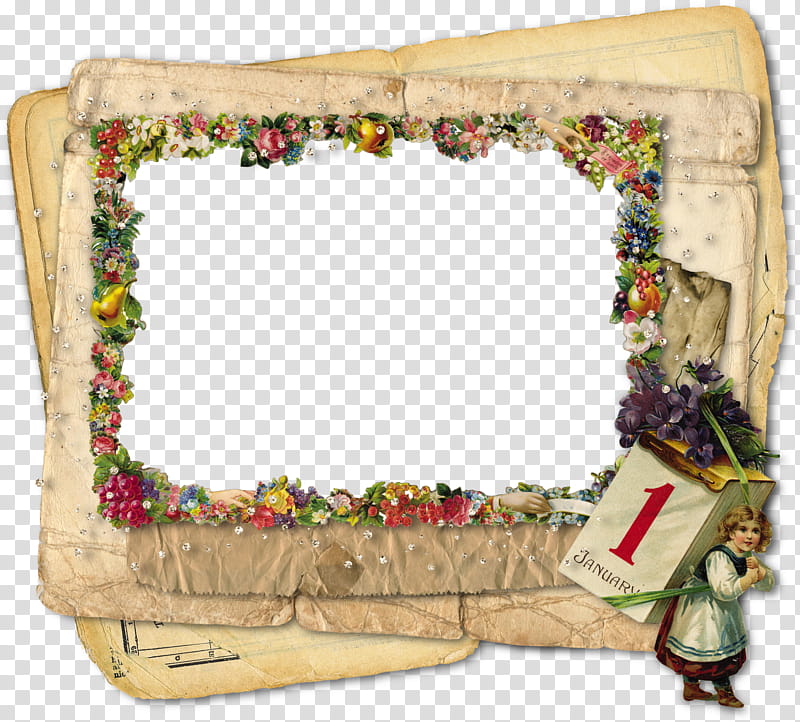 New Year Frame, brown and multicolored frame transparent background PNG clipart