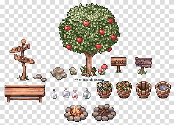 Practice Pixels, green trees with apple transparent background PNG clipart