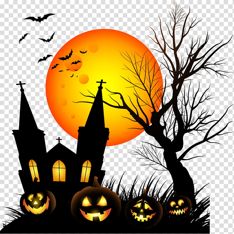 Halloween Tree Silhouette, Jackolantern, Pumpkin, Halloween , Halloween Pumpkins, Carving, Party, Holiday transparent background PNG clipart