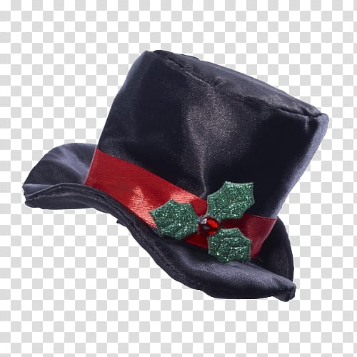 Christmas, black, red, and green silk Christmas top hat transparent background PNG clipart