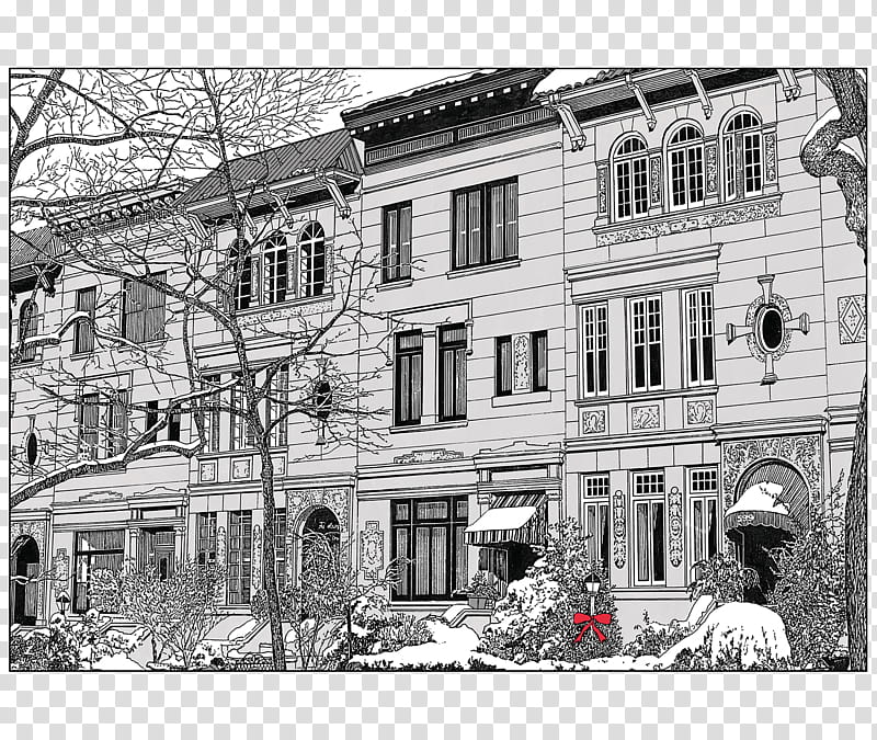 Black And White Book, Brownstone, Harlem, Drawing, House, Architecture, Coloring Book, Christmas Day transparent background PNG clipart
