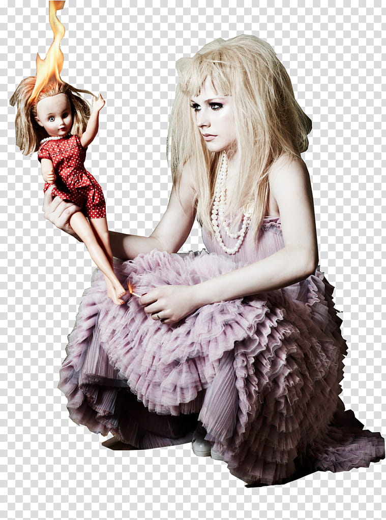 Avril Lavigne , doll wearing red polka-dot dress transparent background PNG clipart