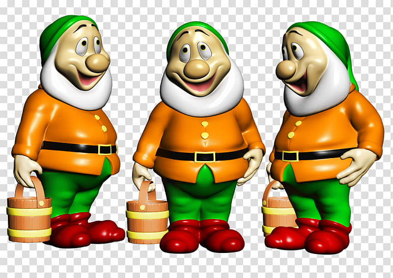 Happy Garden Gnome, three gnomes holding buckets illustration transparent background PNG clipart