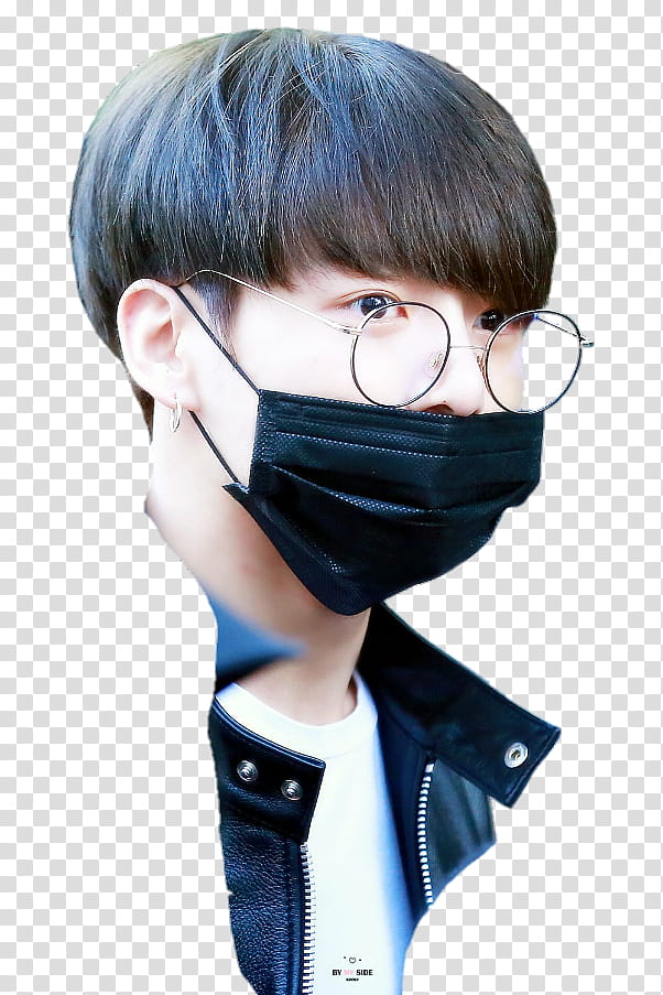 Jungkook Airport, man wearing eyeglasses and face mask transparent background PNG clipart