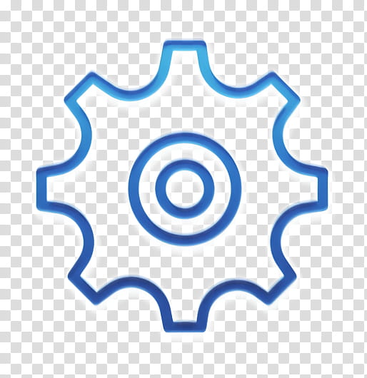 Gear icon Essential Set icon Settings icon, Line, Logo, Symbol, Electric Blue, Circle transparent background PNG clipart