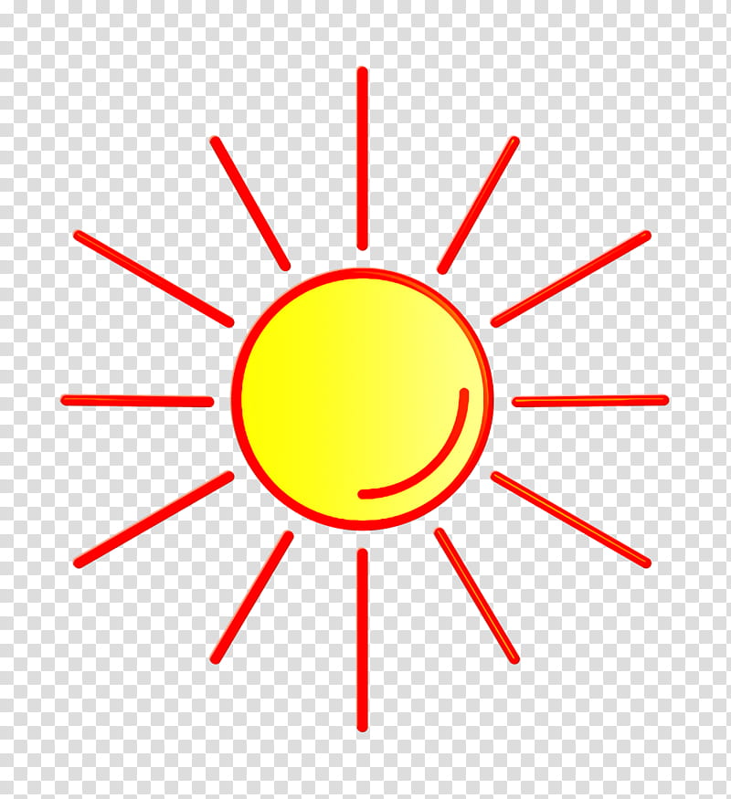 hot icon sun icon sunny icon, Weather Icon, Yellow, Line, Circle, Symbol, Diagram transparent background PNG clipart