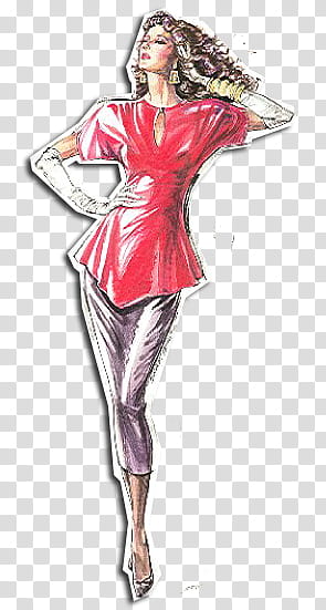 woman wearing red keyhole blouse fashion drawing transparent background PNG clipart