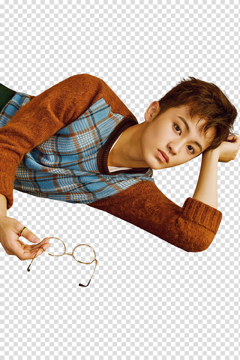 NCT DREAM Grazia, brown and blue sweater transparent background PNG clipart