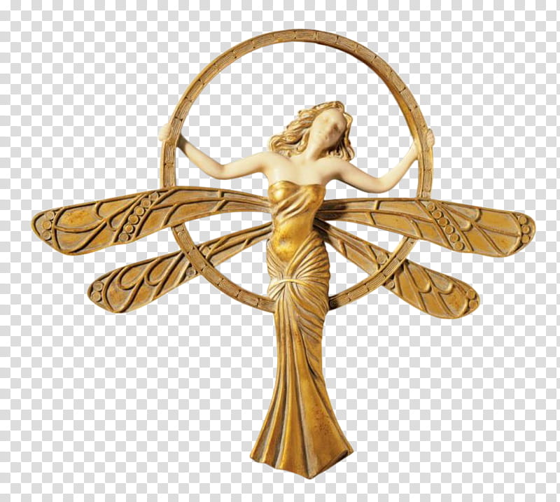 Art Deco, gold-colored fairy decor transparent background PNG clipart