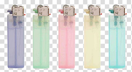 AESTHETIC GRUNGE, five assorted-color disposable lighters graphic transparent background PNG clipart