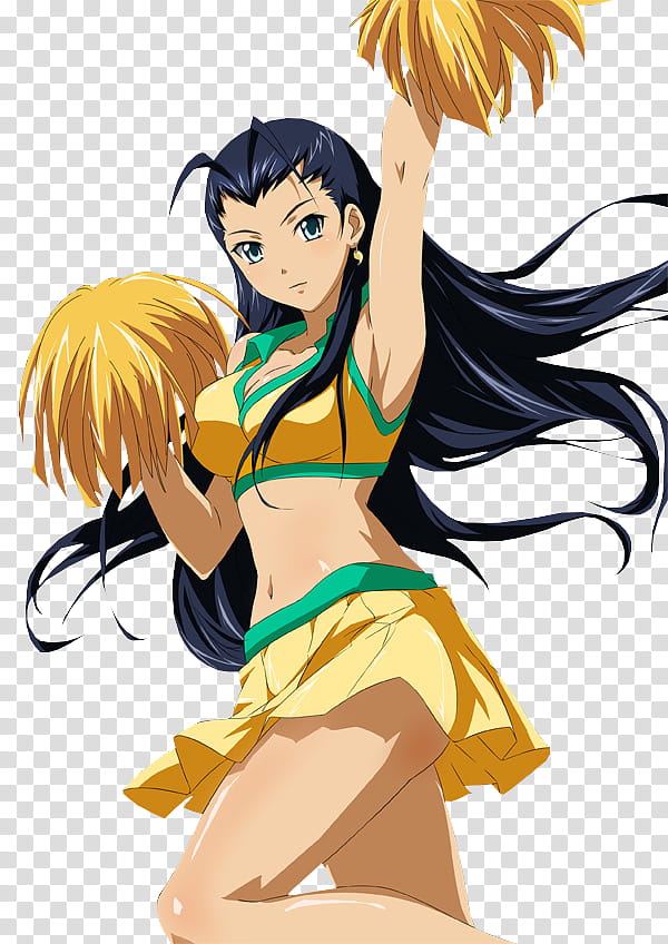 Kakouen Myousai CheerLeader Render, black-haired female anime character illustration transparent background PNG clipart