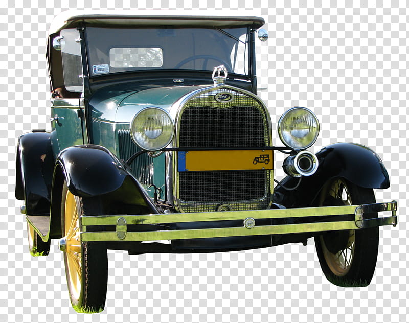 Old car II FORD A, classic blue and black car transparent background PNG clipart