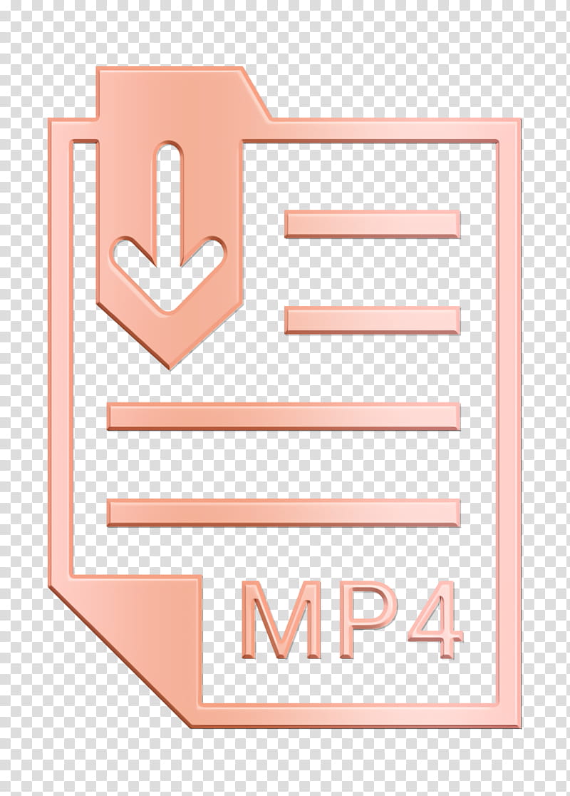 document icon file icon format icon, Mp4 Icon, Text, Pink, Line, Logo, Material Property, Peach transparent background PNG clipart