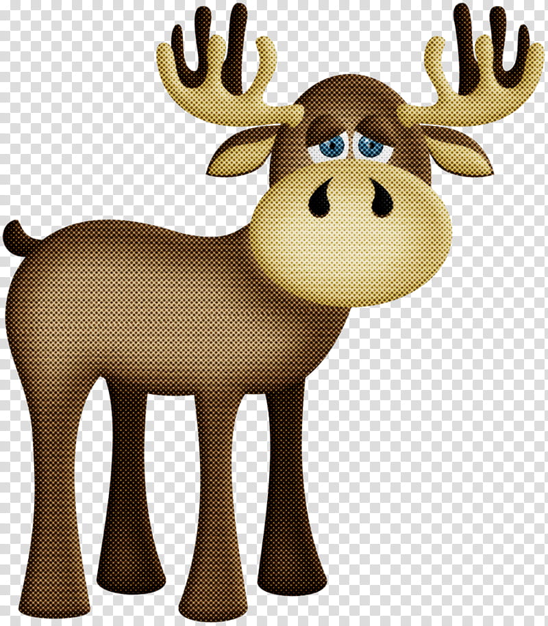 Reindeer, Moose, Cartoon, Elk, Animal Figure, Antler, Fawn transparent background PNG clipart