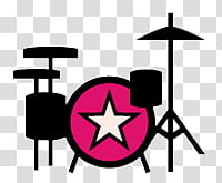 black, white, and pink drum set stencil transparent background PNG clipart