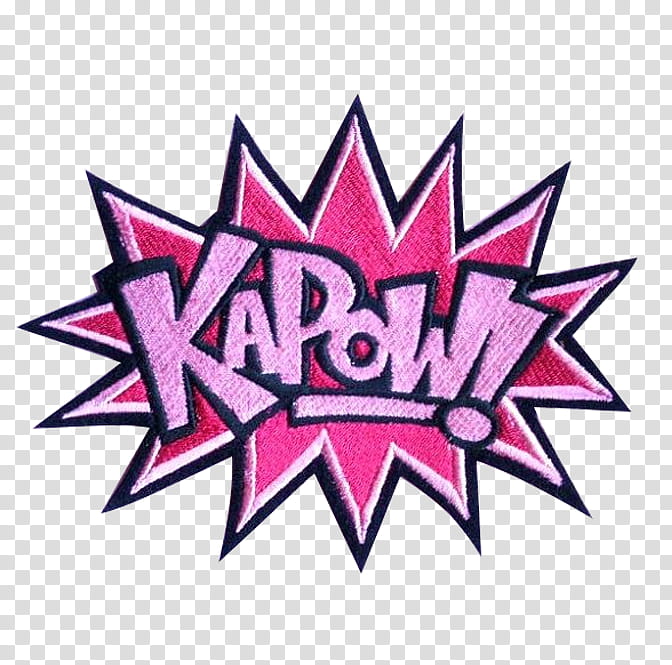 Aesthetic pink mega , pink and black kapow! text transparent background PNG clipart
