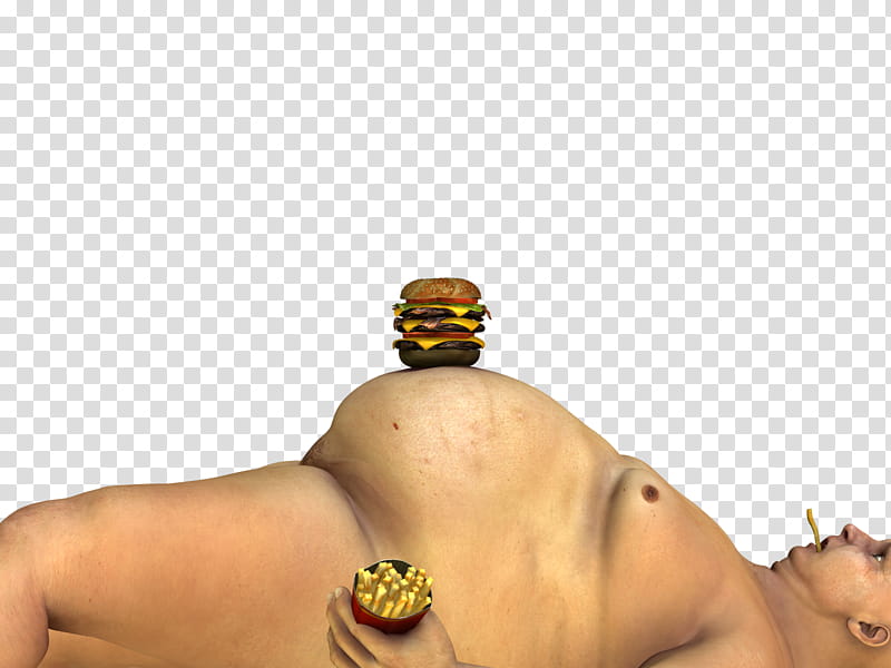 Old Dead Fat Guy, burger on man's tummy transparent background PNG clipart