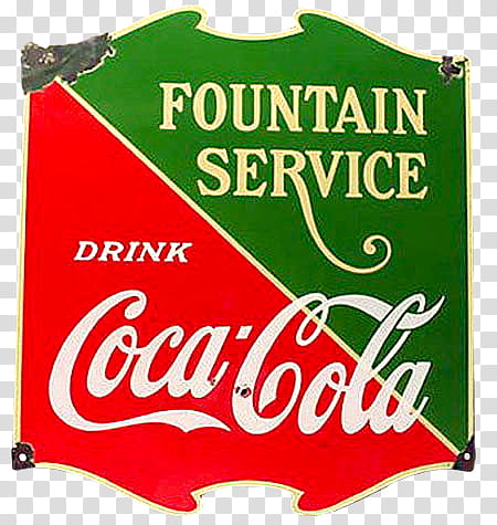 Old Ads s, fountain service drink Coca-Cola signage transparent background PNG clipart