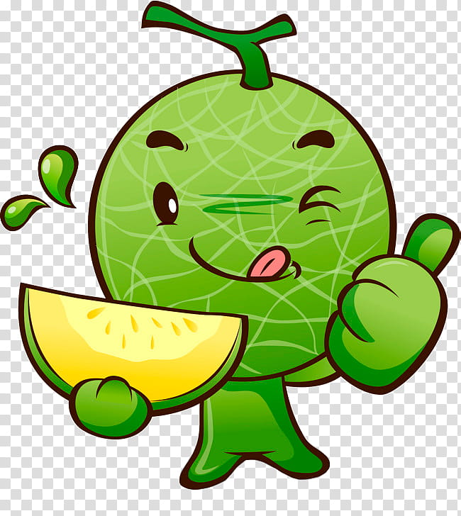 Green Leaf, Cartoon, Cantaloupe, Fruit, Hami Melon, Vegetable, Character, Artistshot transparent background PNG clipart