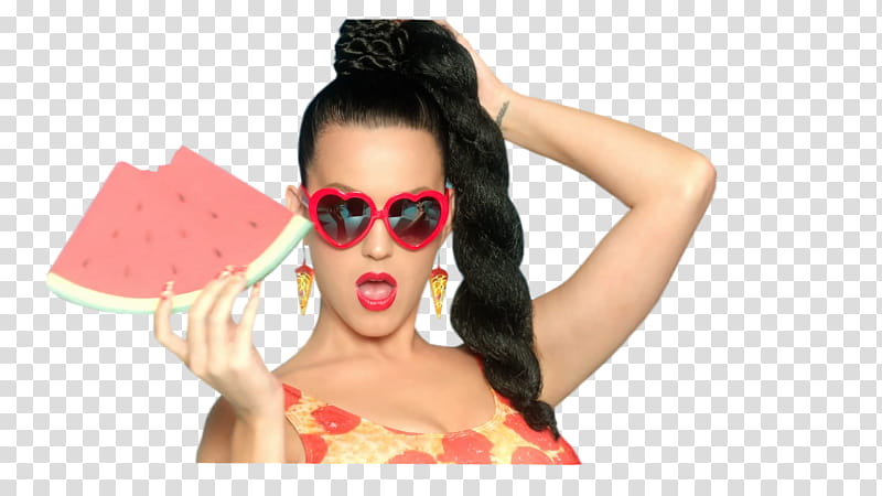 Katy Perry This is How We Do, Miley Cyrus holding sliced watermelon transparent background PNG clipart