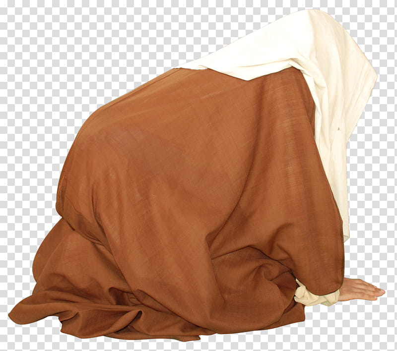 Arab old style clothes , person wearing brown coat kneeling on ground transparent background PNG clipart