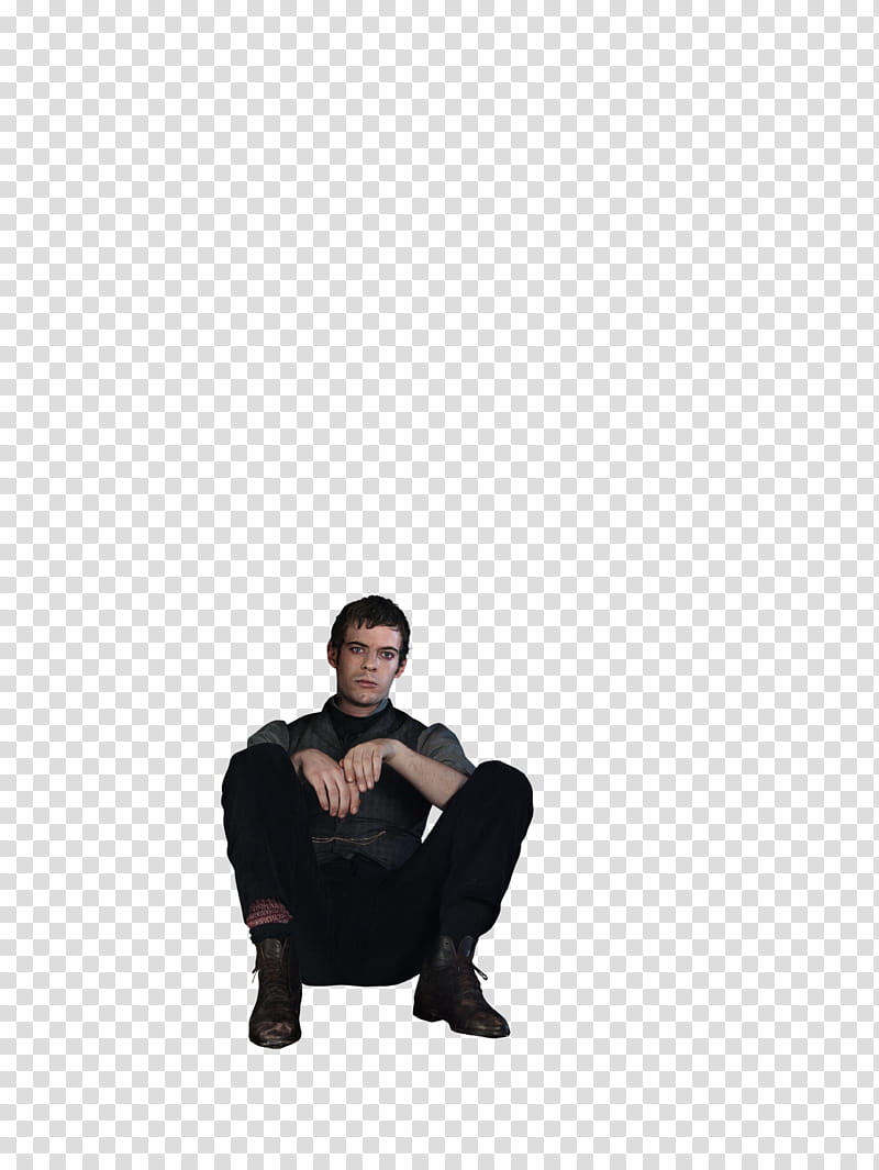 Penny Dreadful , man in grey shirt and black pants sitting on floor transparent background PNG clipart
