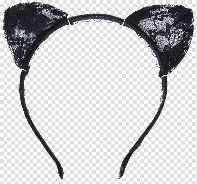 , black lace animal ears headband transparent background PNG clipart