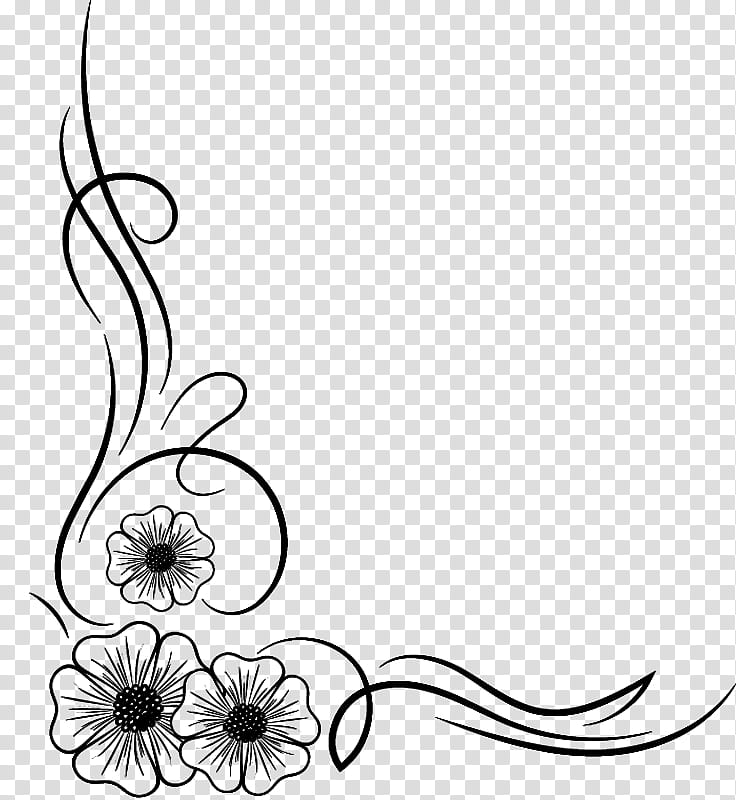 black floral transparent background PNG clipart