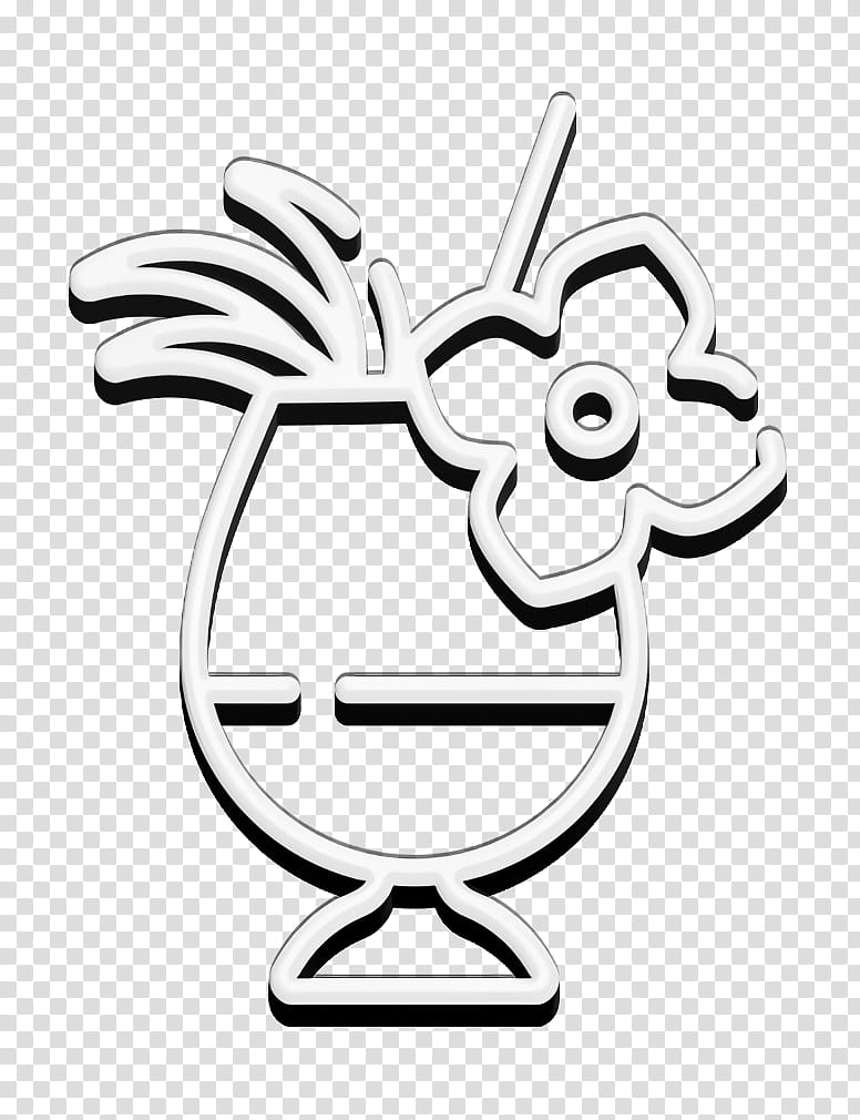 Summer Food and Drink icon Cocktail icon, Cartoon, Line Art, Coloring Book, Blackandwhite, Smile transparent background PNG clipart