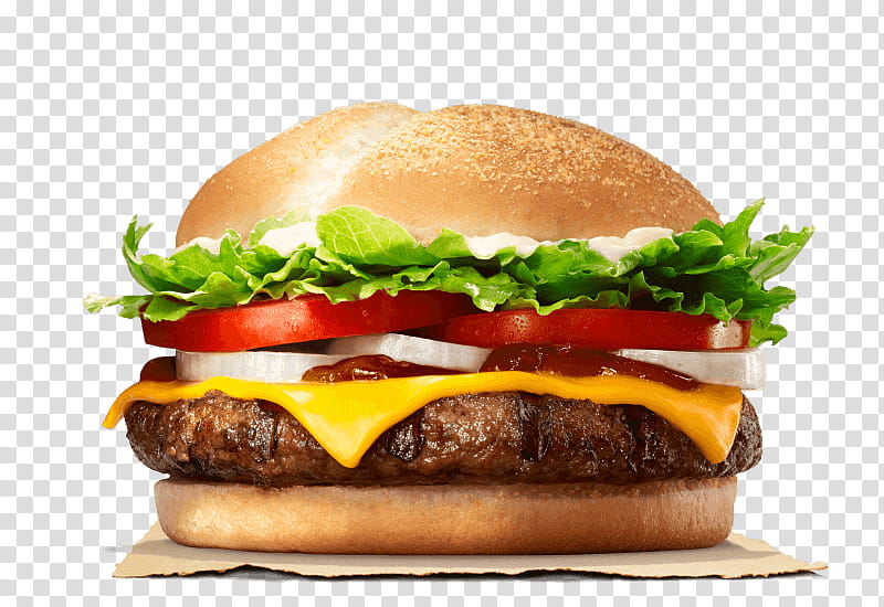 Junk Food, Hamburger, Cheeseburger, Whopper, Bacon, Burger King, American Cuisine, Side Dish transparent background PNG clipart