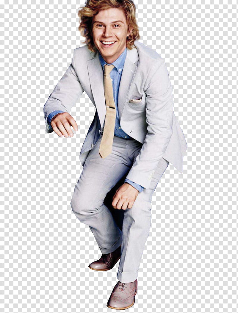 Evan Peters, man wearing gray suit jacket transparent background PNG clipart