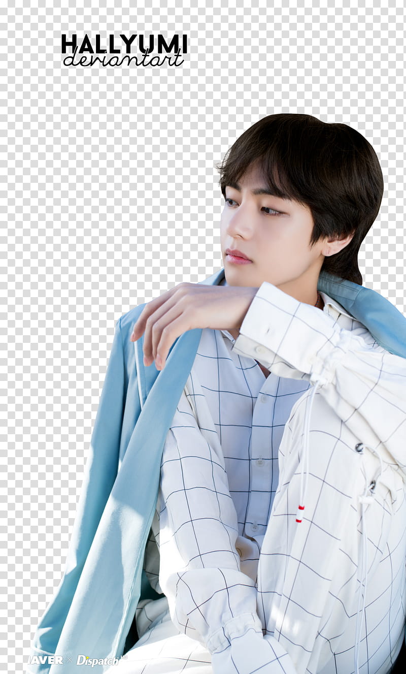 Taehyung BTS TH ANNIVERSARY, men's white and black dress shirt transparent background PNG clipart