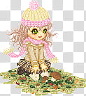 girl wears pink scarf illustration transparent background PNG clipart
