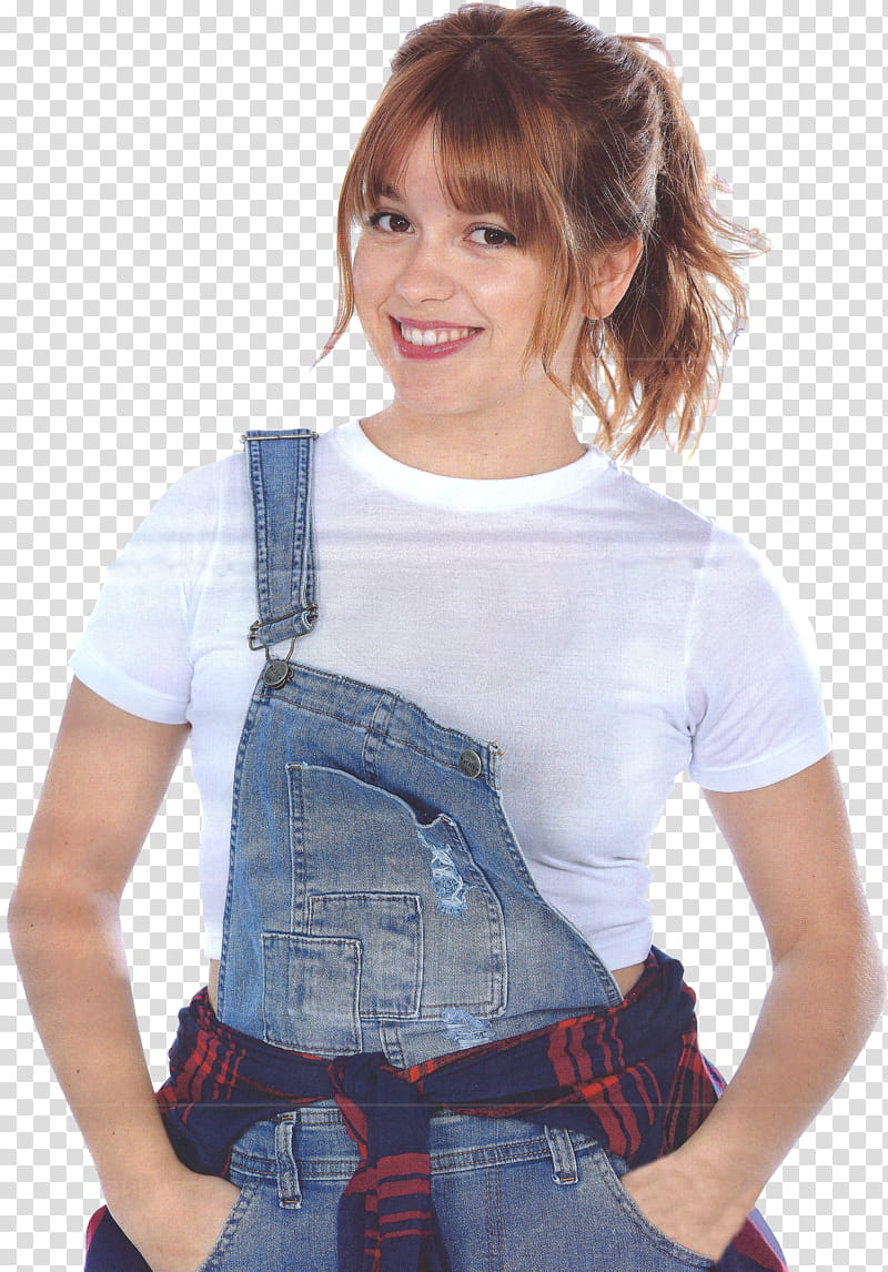 Soy Luna, woman wearing blue overalls transparent background PNG clipart