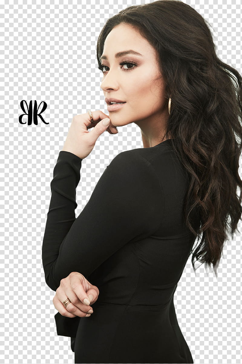 SHAY MITCHELL, woman in black long-sleeved dress transparent background PNG clipart