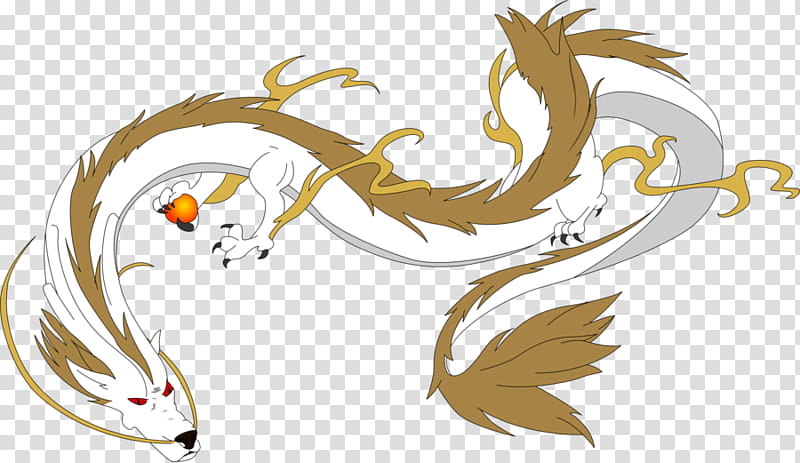 Request, Dragon Oriental, white and yellow dragon transparent background PNG clipart