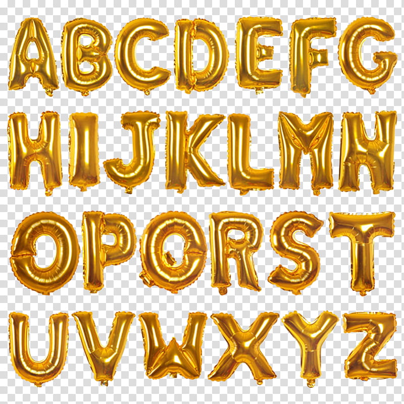 yellow alphabet letters balloons transparent background PNG clipart