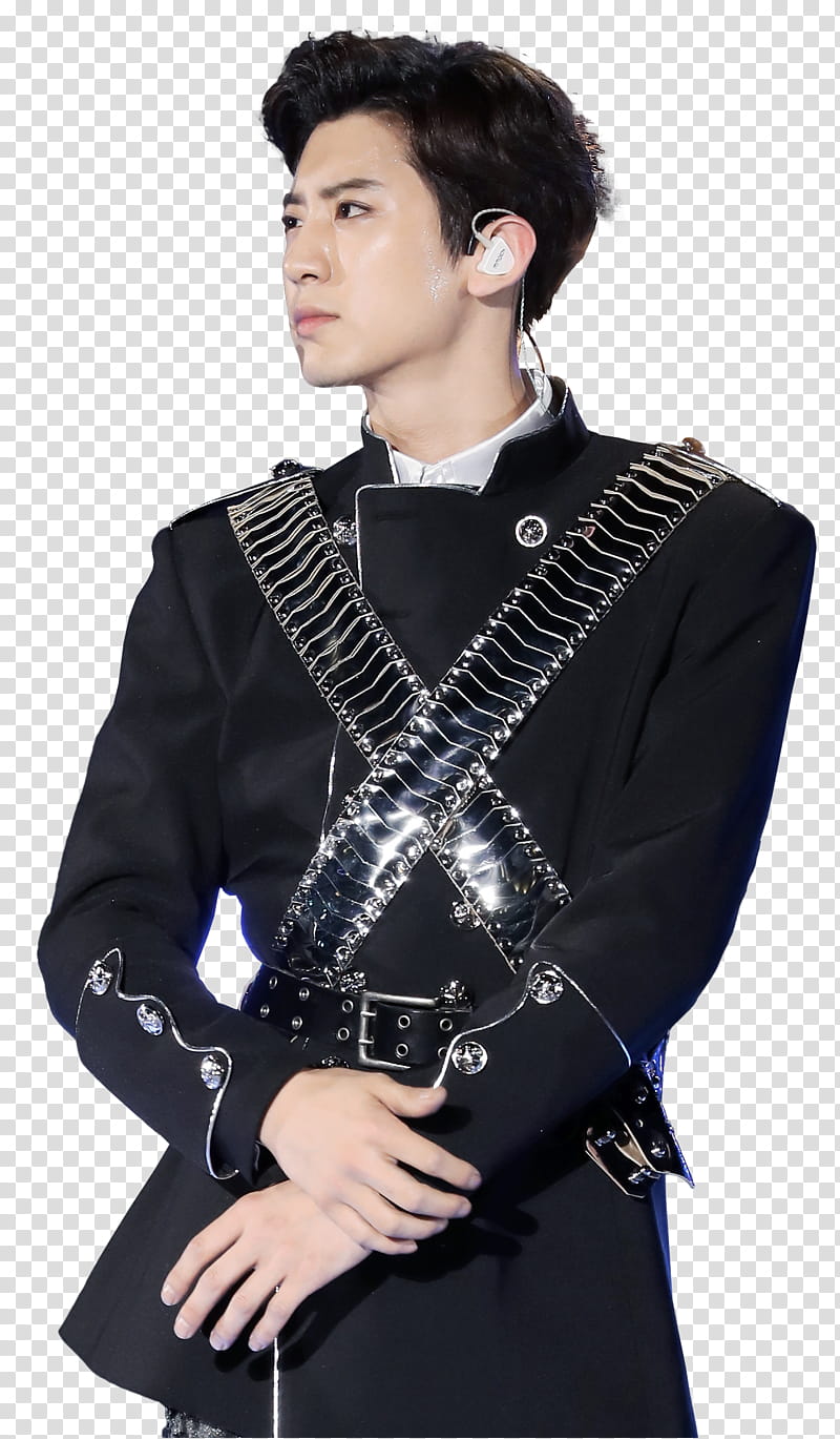 Chanyeol  Dream Concert , man wearing black coat transparent background PNG clipart