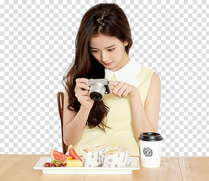 BLACKPINK PRE DEBUT, woman takes of food on plate transparent background PNG clipart