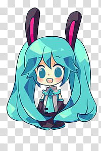 Vocaloid Anime Chibi, Hatsune Miku looking on front transparent background PNG clipart