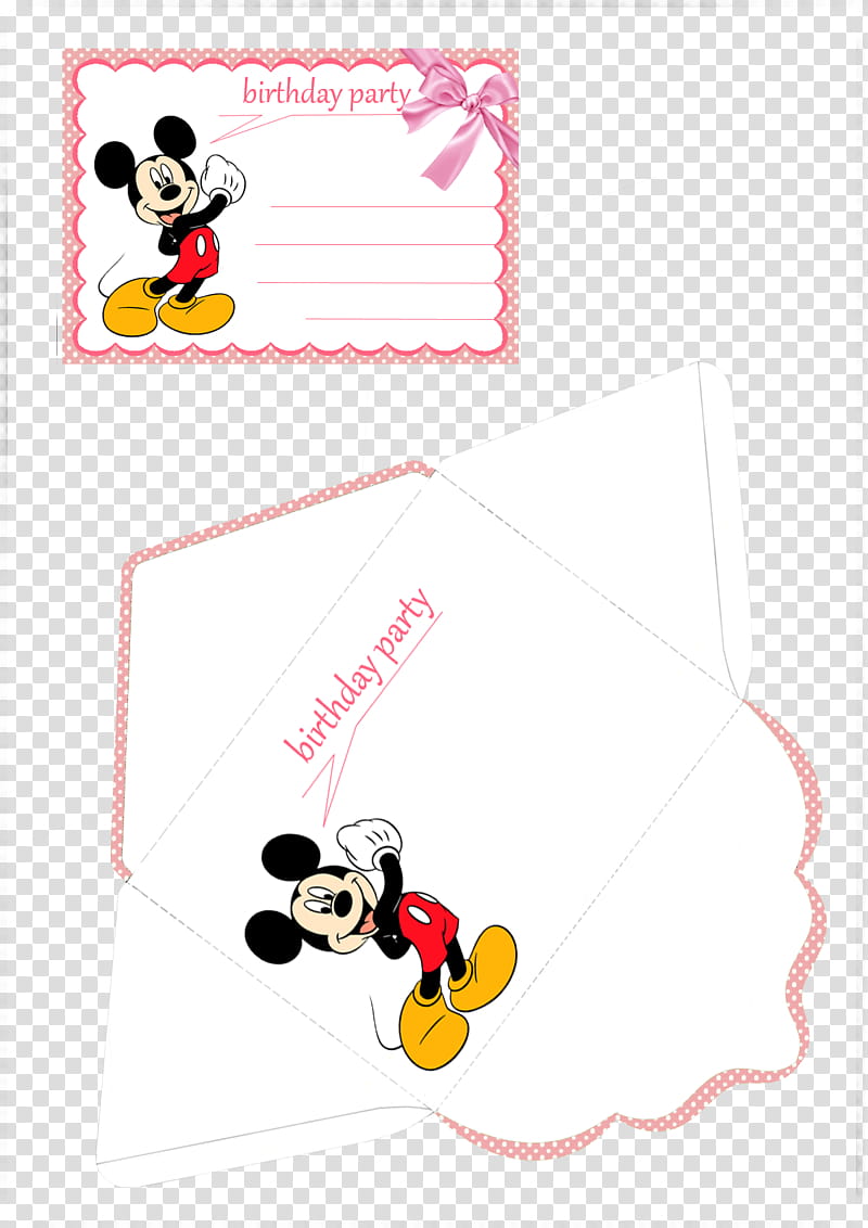 cards for children, white and red Mickey Mouse birthday card transparent background PNG clipart