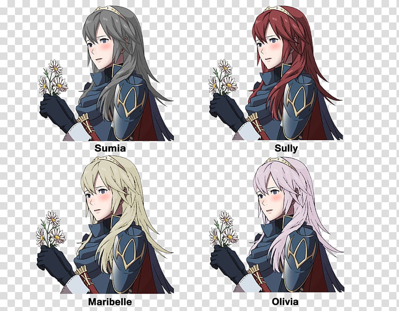 If Lucina had her mother hair, four female characters art transparent background PNG clipart