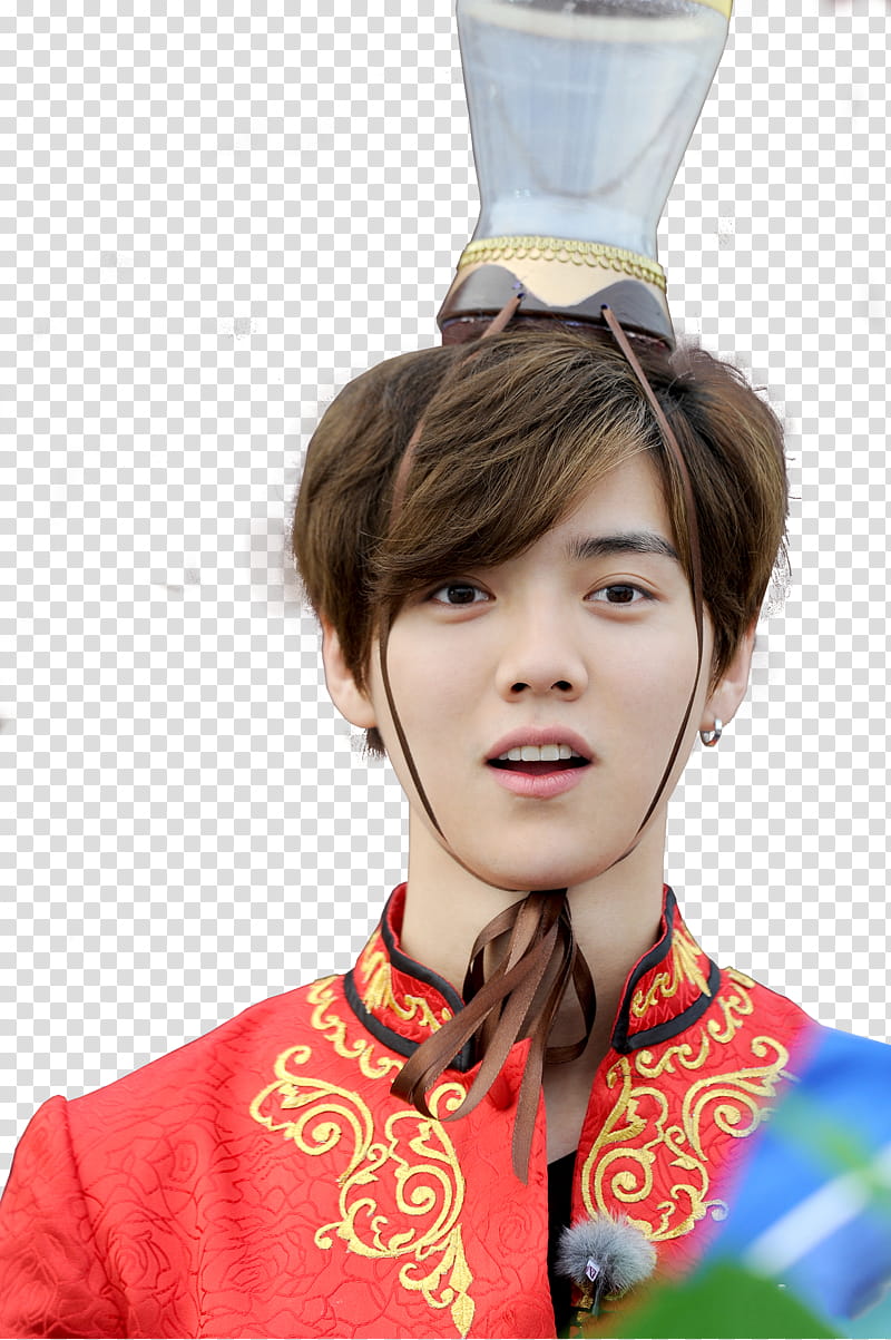 LUHAN Running Man season EP, man wearing red top and hat transparent background PNG clipart