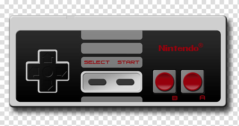 Nintendo NES controller, black and gray Nintendo Entertainment System controller transparent background PNG clipart
